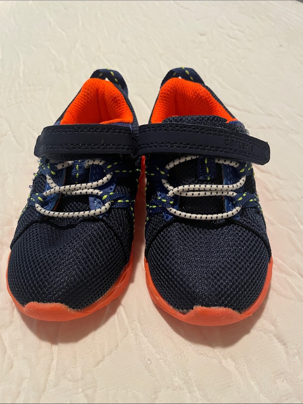 Carter’s Navy and Orange Athletic Baby Sneakers - Velcro Closure